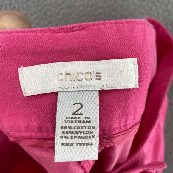 Chicos Shorts Womens 2 US 12 Pink Chino Utility Pockets Stretch Everyday Casual - Picture 6 of 12